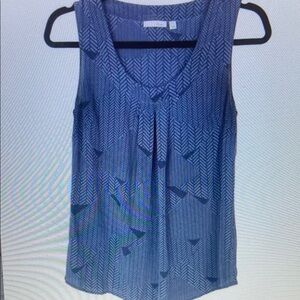 Halogen 100% Silk Sleeveless Tank Top Blue and Black Size S